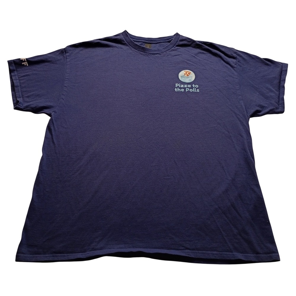 Gildan Pizza to the Polls Staff T-Shirt Men's XL Blue Short Sleeve Crew Neck